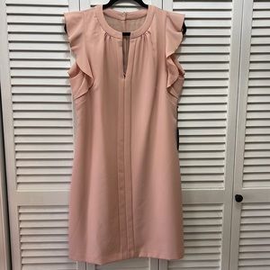 NEW Vince Camuto Peach Dress Lined Ruffled Shift Dress Wedding Church Flattering